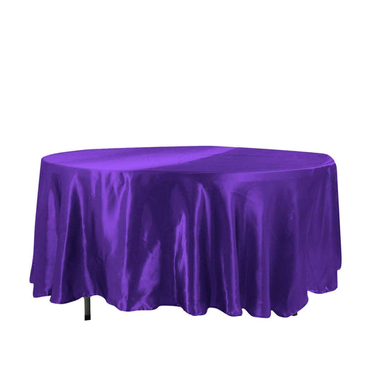 Satin 108" Round Tablecloth Purple - Smooth and Lustrous Table Cover - NestOCart