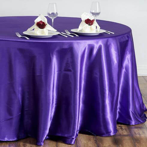 Satin 108" Round Tablecloth Purple - Smooth and Lustrous Table Cover - NestOCart