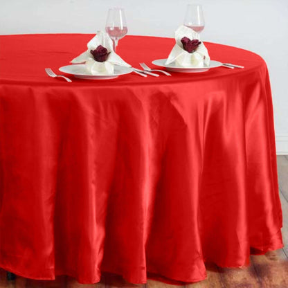 Satin 108" Round Tablecloth Red - Smooth and Lustrous Table Cover - NestOCart
