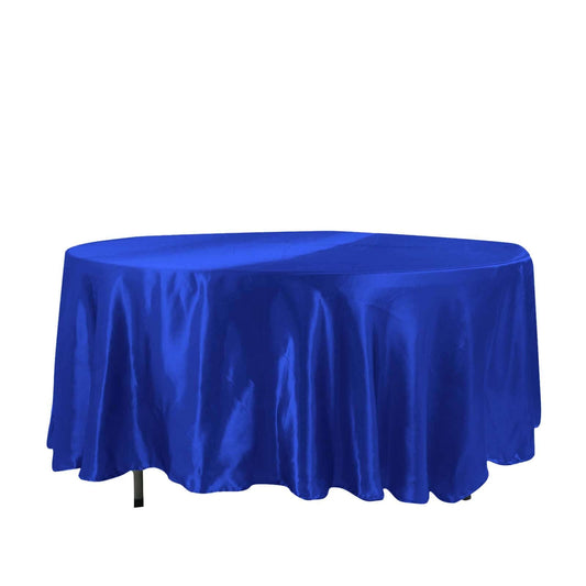 Satin 108" Round Tablecloth Royal Blue - Smooth and Lustrous Table Cover - NestOCart