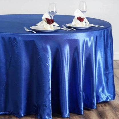 Satin 108" Round Tablecloth Royal Blue - Smooth and Lustrous Table Cover - NestOCart
