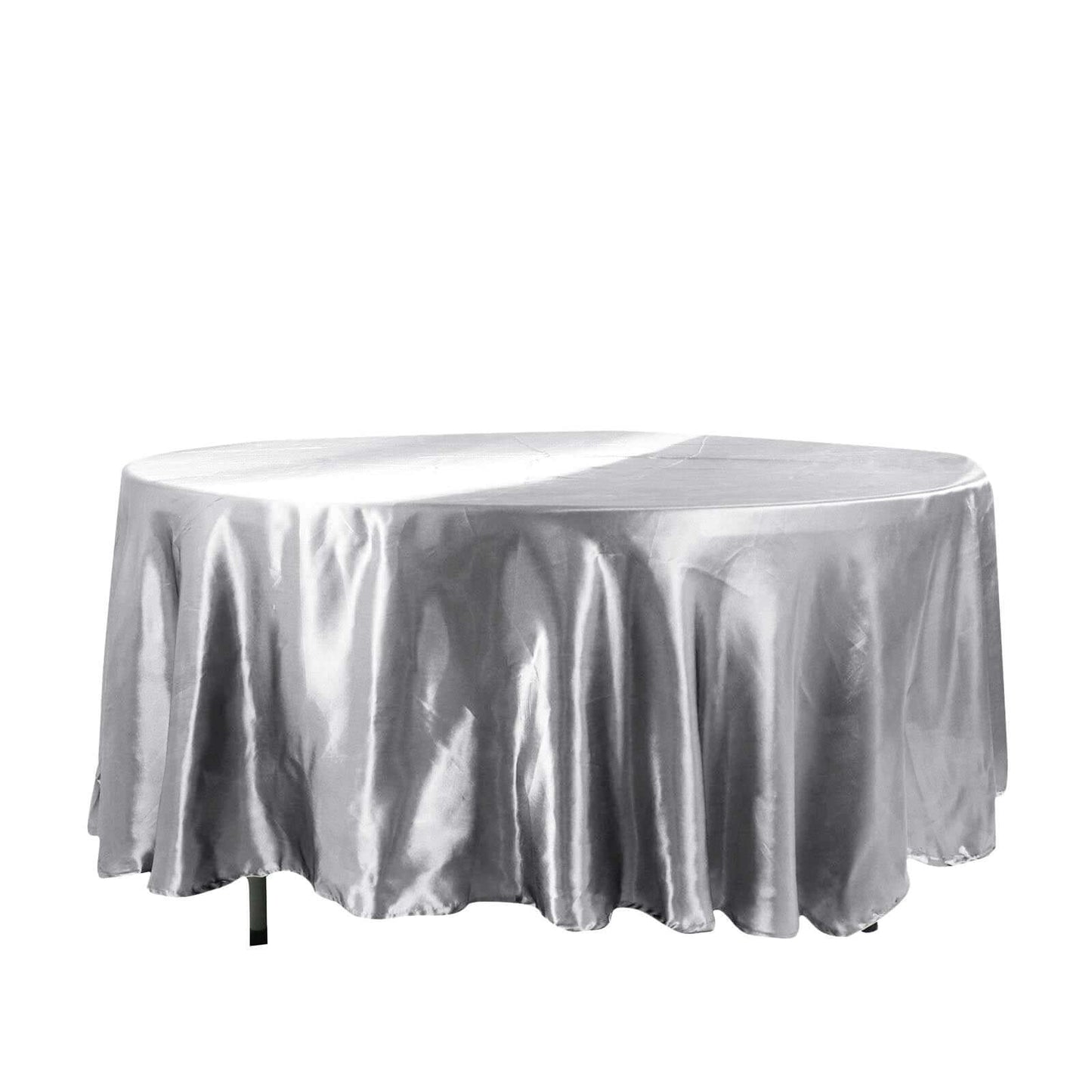 Satin 108" Round Tablecloth Silver - Smooth and Lustrous Table Cover - NestOCart