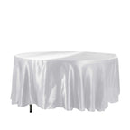 Satin 108" Round Tablecloth White - Smooth and Lustrous Table Cover for Weddings & Events
