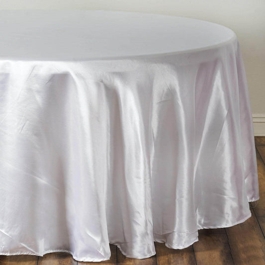 Satin 108" Round Tablecloth White - Smooth and Lustrous Table Cover for Weddings & Events - NestOCart