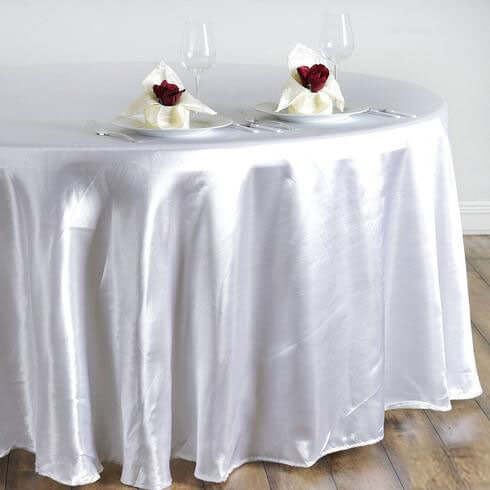 Satin 108" Round Tablecloth White - Smooth and Lustrous Table Cover for Weddings & Events - NestOCart