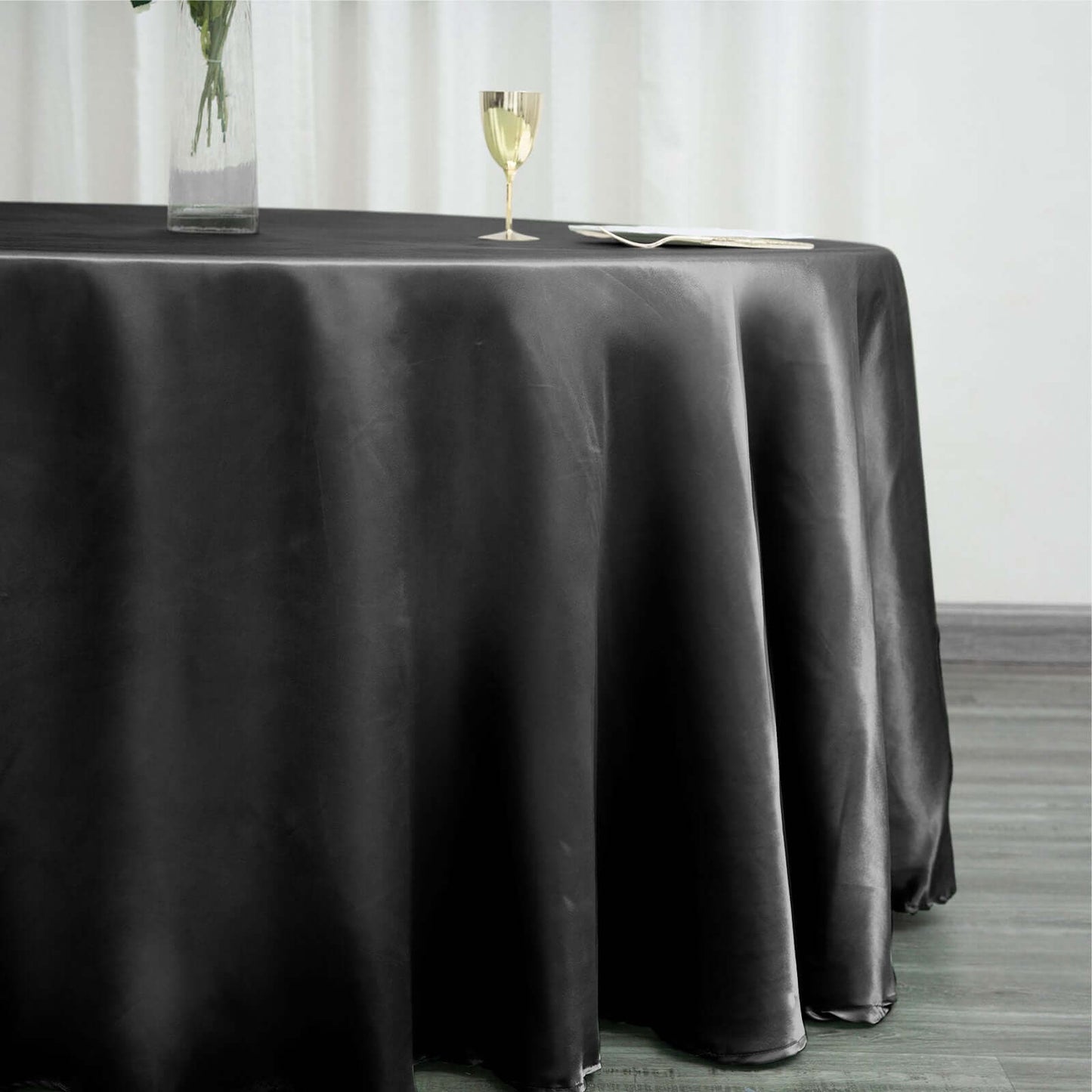 Satin 120" Round Tablecloth Black - Stylish Seamless Table Cover for Weddings & Events - NestOCart