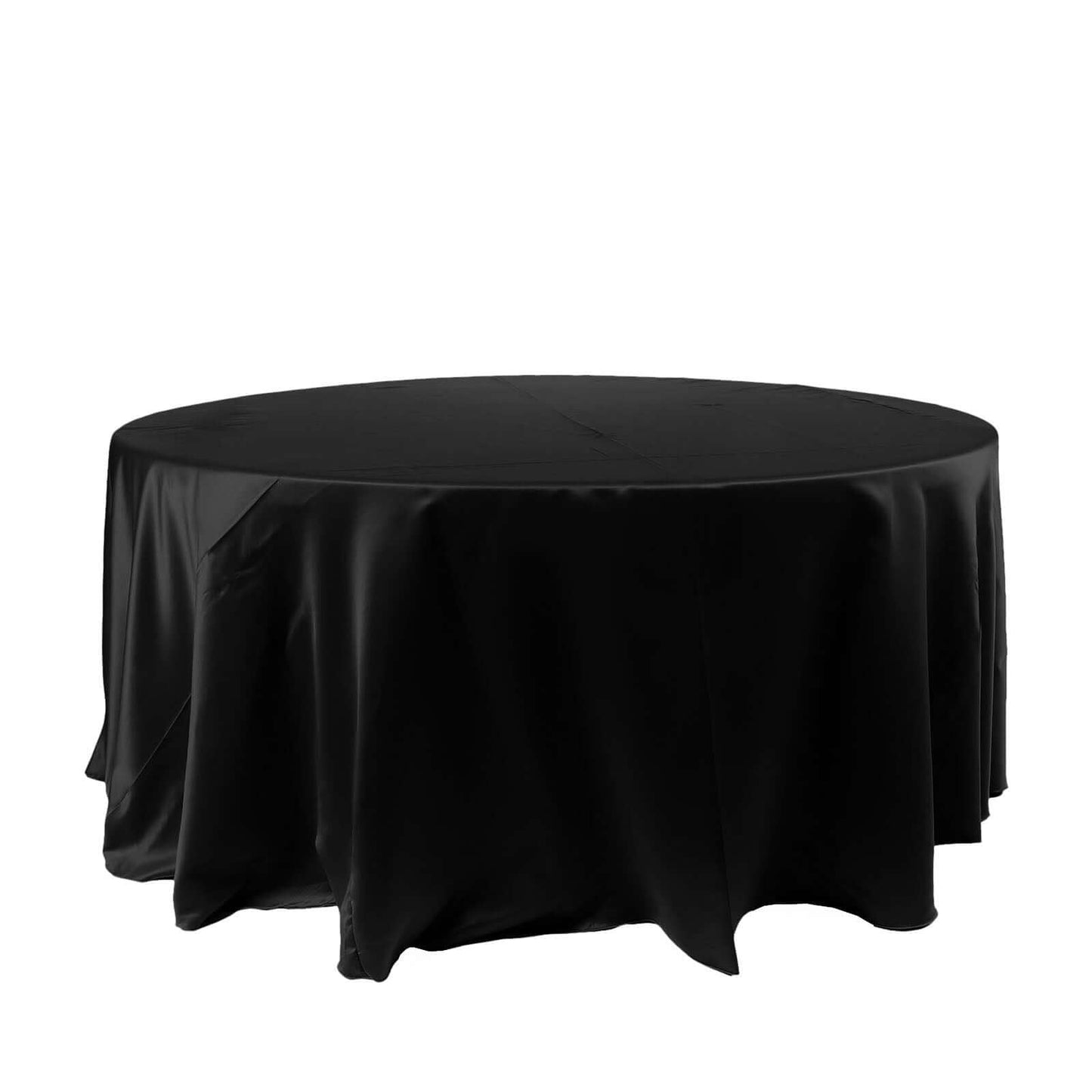 Satin 120" Round Tablecloth Black - Stylish Seamless Table Cover for Weddings & Events - NestOCart