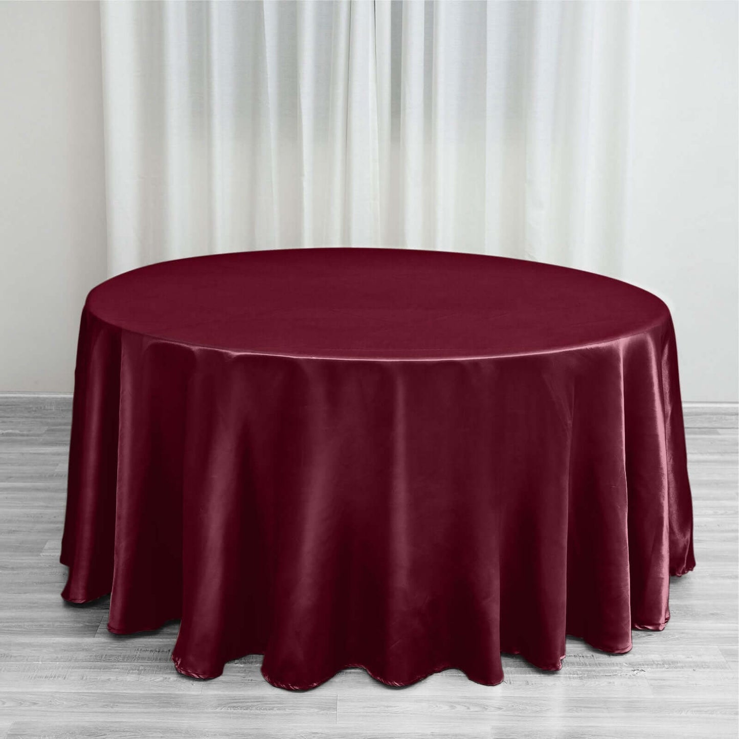 Satin 120" Round Tablecloth Burgundy - Stylish Seamless Table Cover - NestOCart