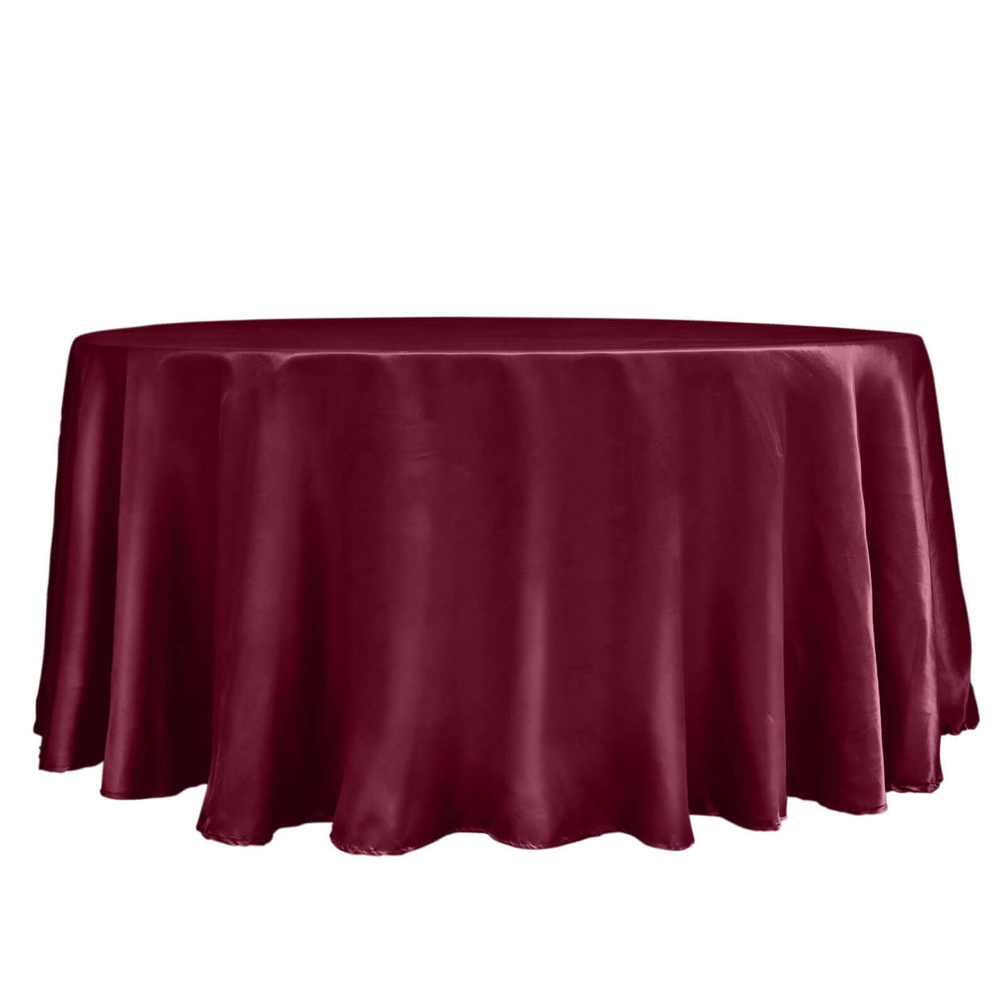 Satin 120" Round Tablecloth Burgundy - Stylish Seamless Table Cover - NestOCart
