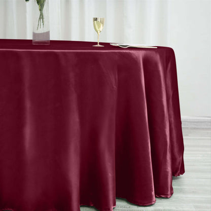 Satin 120" Round Tablecloth Burgundy - Stylish Seamless Table Cover - NestOCart