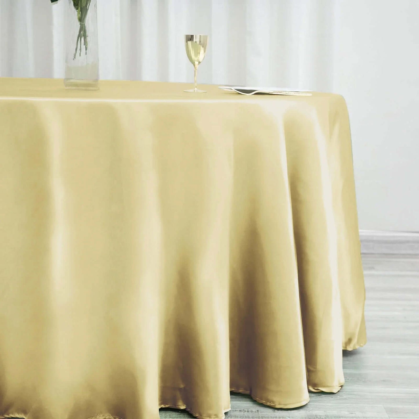 Satin 120" Round Tablecloth Champagne - Stylish Seamless Table Cover - NestOCart