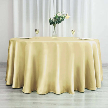 Satin 120" Round Tablecloth Champagne - Stylish Seamless Table Cover - NestOCart