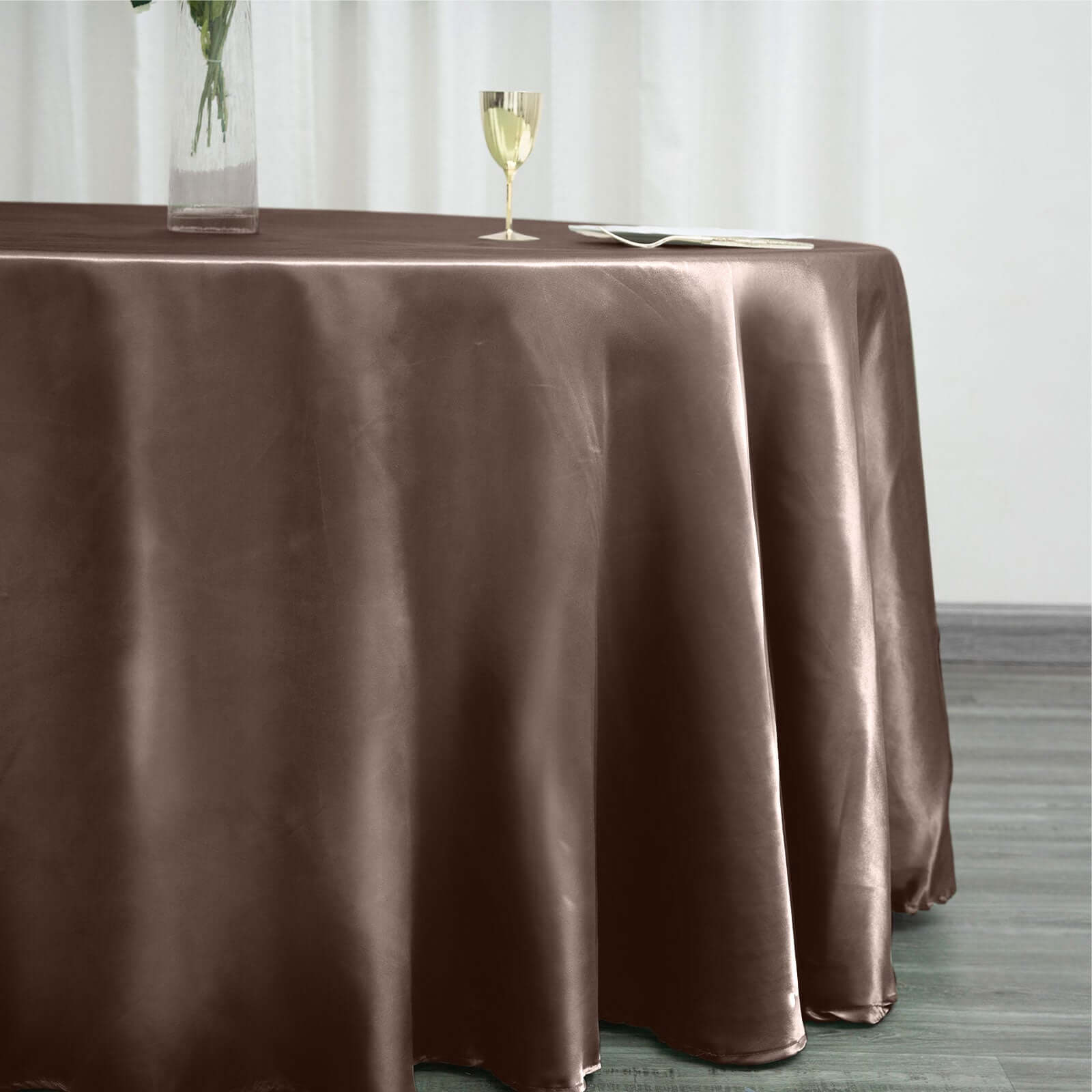 Satin 120" Round Tablecloth Chocolate - Stylish Seamless Table Cover - NestOCart