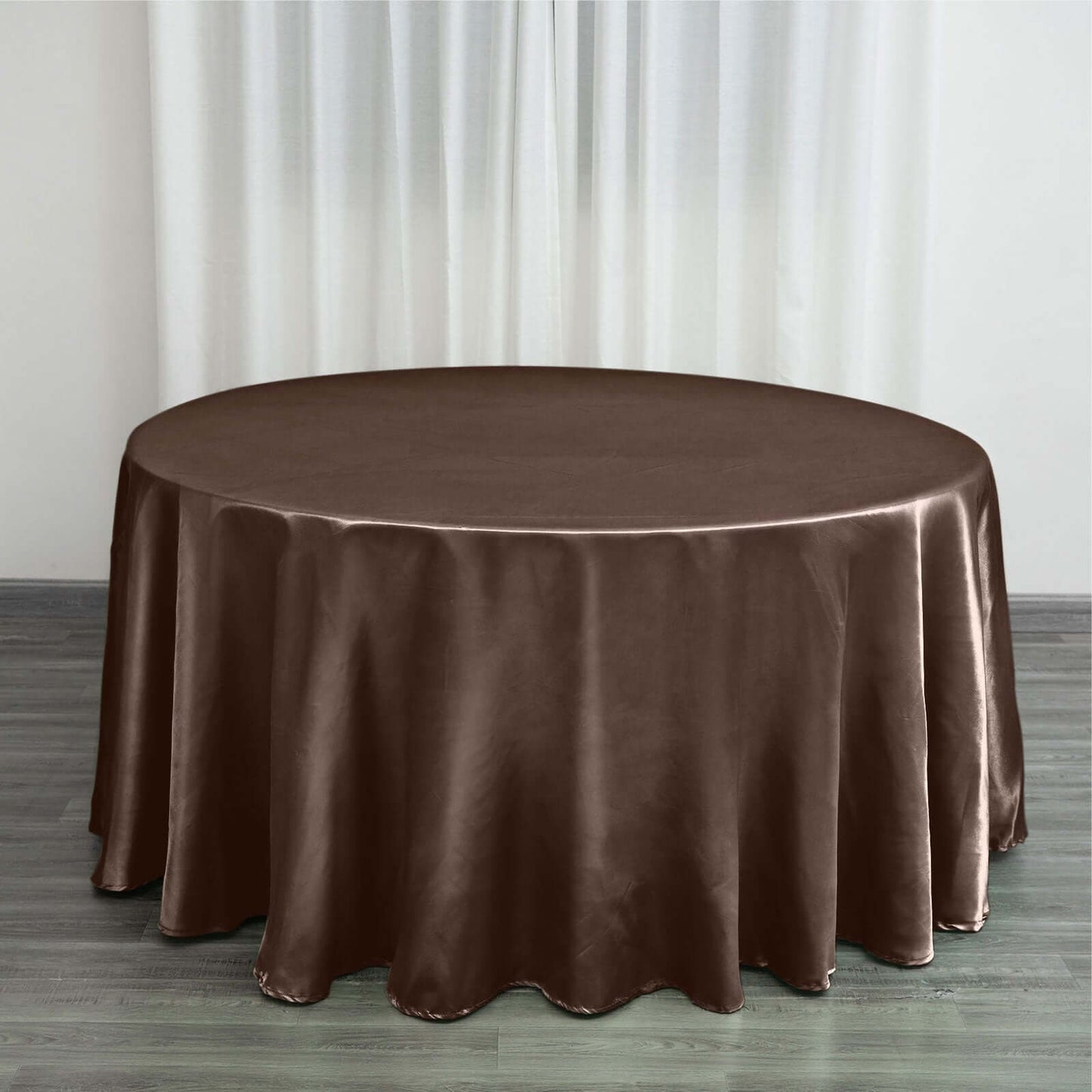Satin 120" Round Tablecloth Chocolate - Stylish Seamless Table Cover - NestOCart
