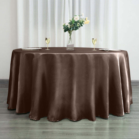 Satin 120" Round Tablecloth Chocolate - Stylish Seamless Table Cover - NestOCart