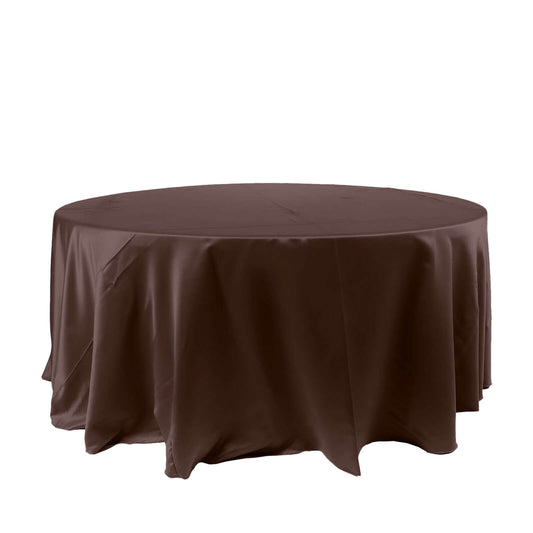 Satin 120" Round Tablecloth Chocolate - Stylish Seamless Table Cover - NestOCart