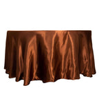 Satin 120" Round Tablecloth Cinnamon Brown - Stylish Seamless Table Cover - Bell Racket Store