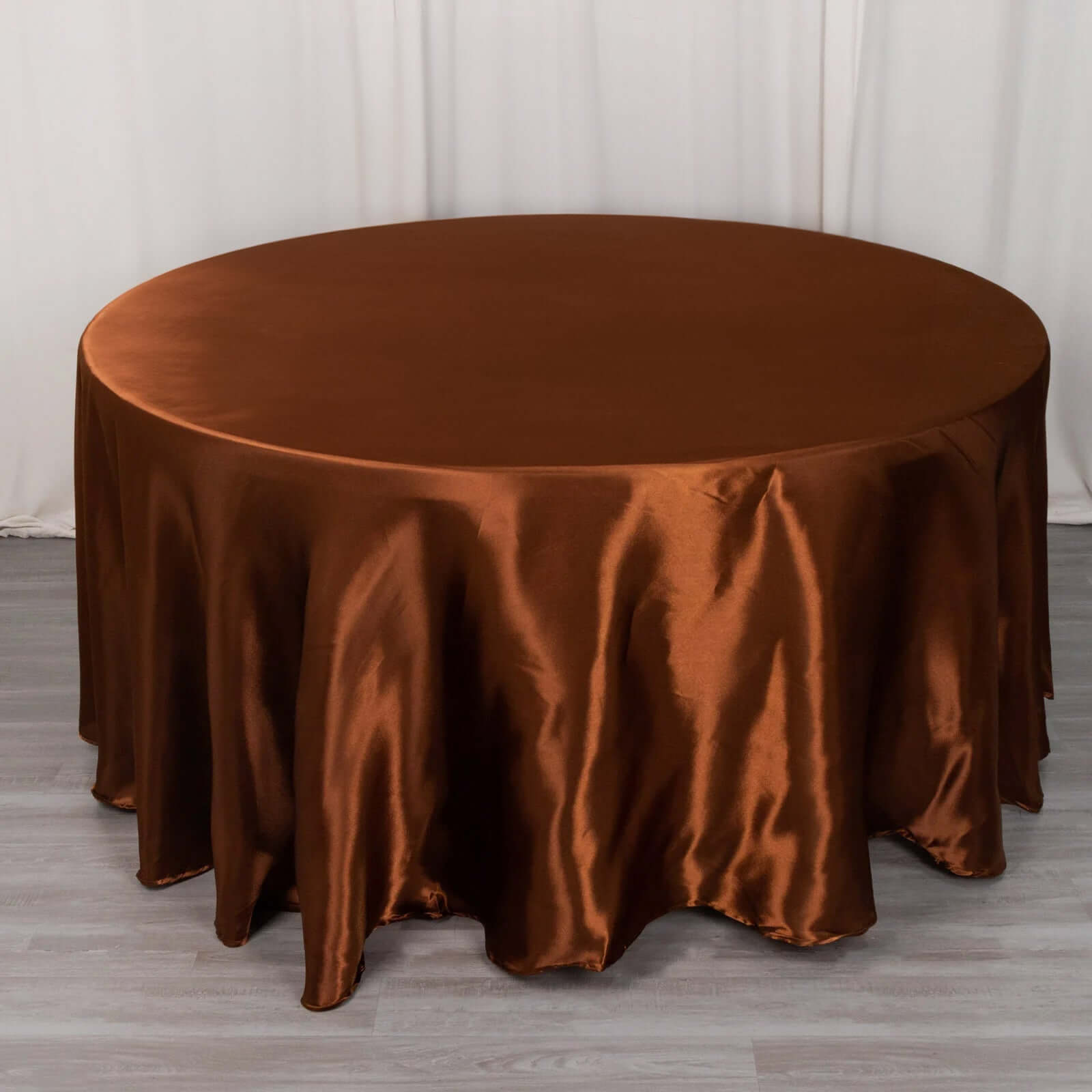 Satin 120" Round Tablecloth Cinnamon Brown - Stylish Seamless Table Cover - Bell Racket Store