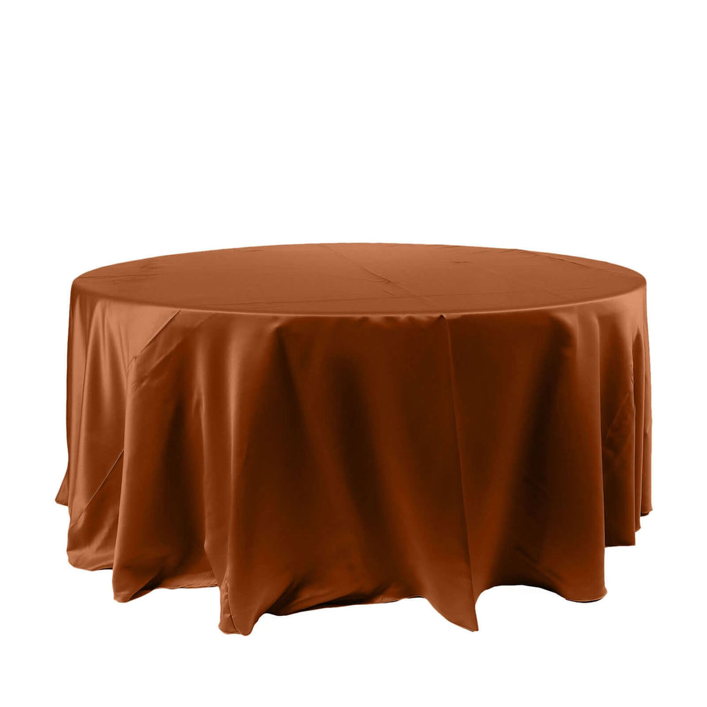 Satin 120" Round Tablecloth Cinnamon Brown - Stylish Seamless Table Cover - Bell Racket Store