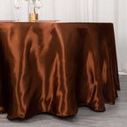 Satin 120" Round Tablecloth Cinnamon Brown - Stylish Seamless Table Cover - Bell Racket Store