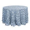 Satin 120" Round Tablecloth Dusty Blue - Grandiose 3D Rosette with Seamless Finish Table Cover - Bell Racket Store