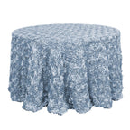 Satin 120" Round Tablecloth Dusty Blue - Grandiose 3D Rosette with Seamless Finish Table Cover - Bell Racket Store
