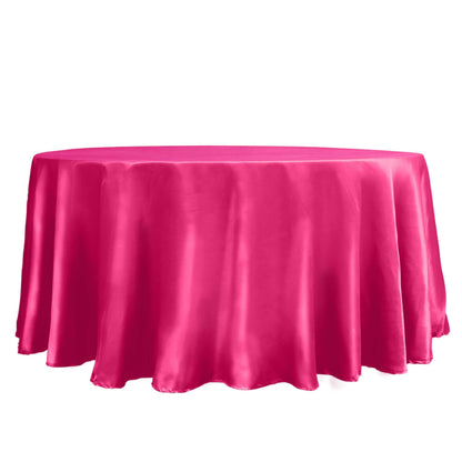 Satin 120" Round Tablecloth Fuchsia - Stylish Seamless Table Cover - NestOCart