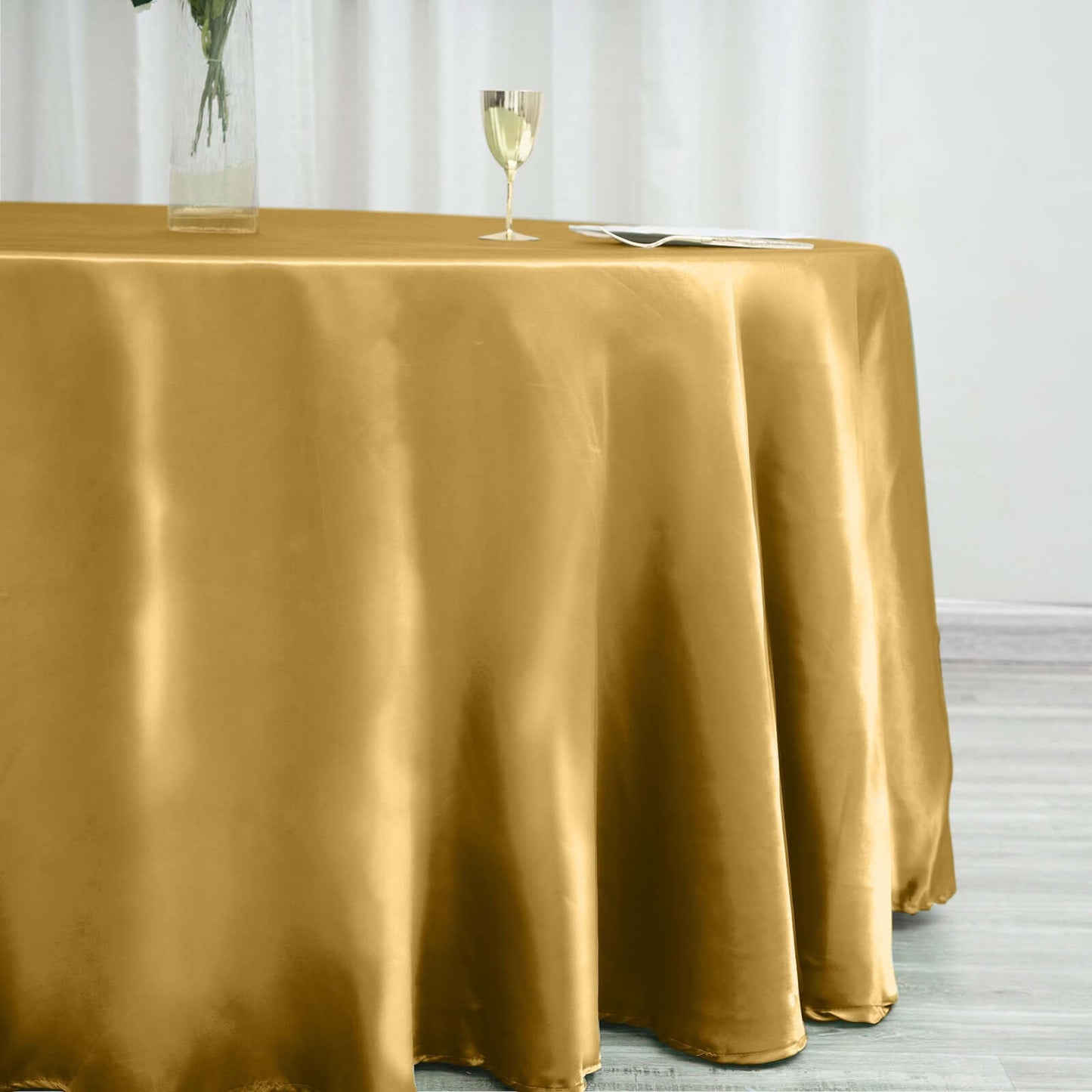 Satin 120" Round Tablecloth Gold - Stylish Seamless Table Cover for Weddings & Events - NestOCart
