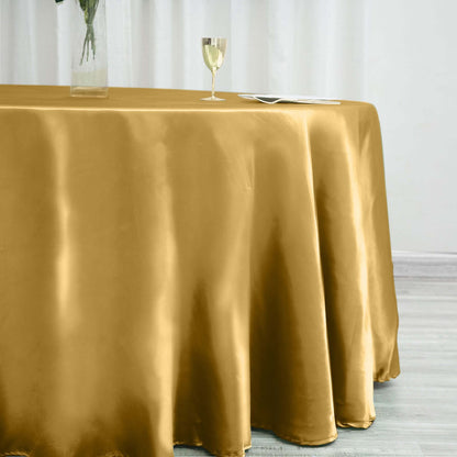 Satin 120" Round Tablecloth Gold - Stylish Seamless Table Cover for Weddings & Events - NestOCart