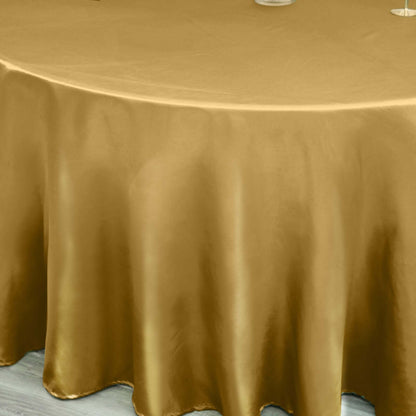 Satin 120" Round Tablecloth Gold - Stylish Seamless Table Cover for Weddings & Events - NestOCart