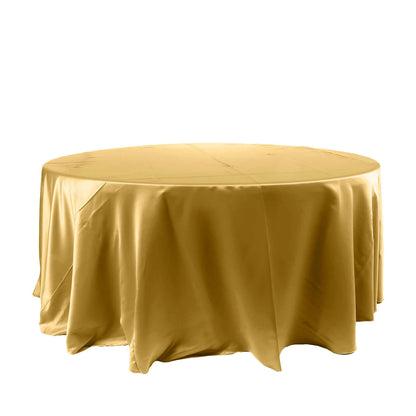 Satin 120" Round Tablecloth Gold - Stylish Seamless Table Cover for Weddings & Events - NestOCart