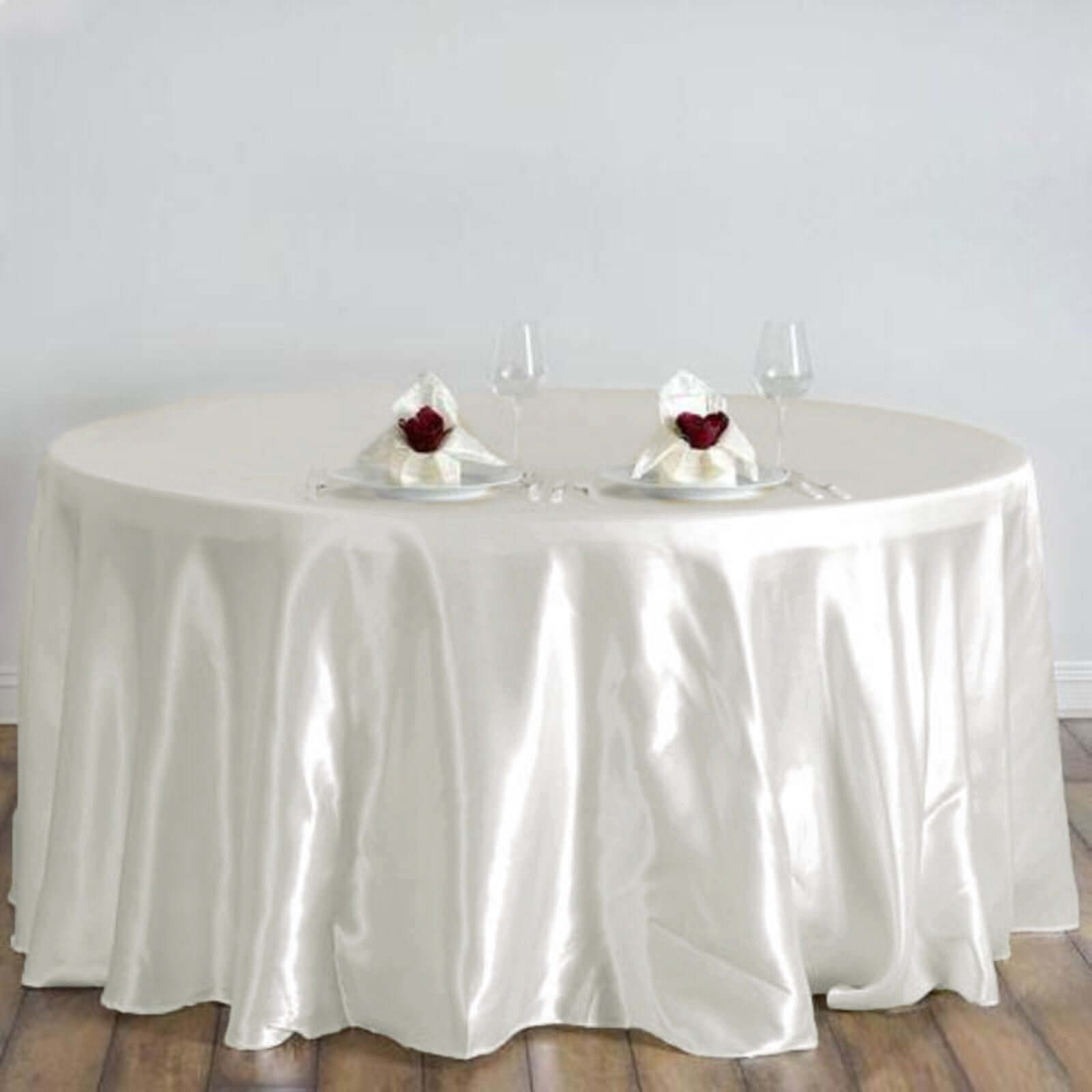 Satin 120" Round Tablecloth Ivory - Stylish Seamless Table Cover - NestOCart