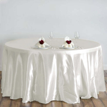 Satin 120" Round Tablecloth Ivory - Stylish Seamless Table Cover - NestOCart