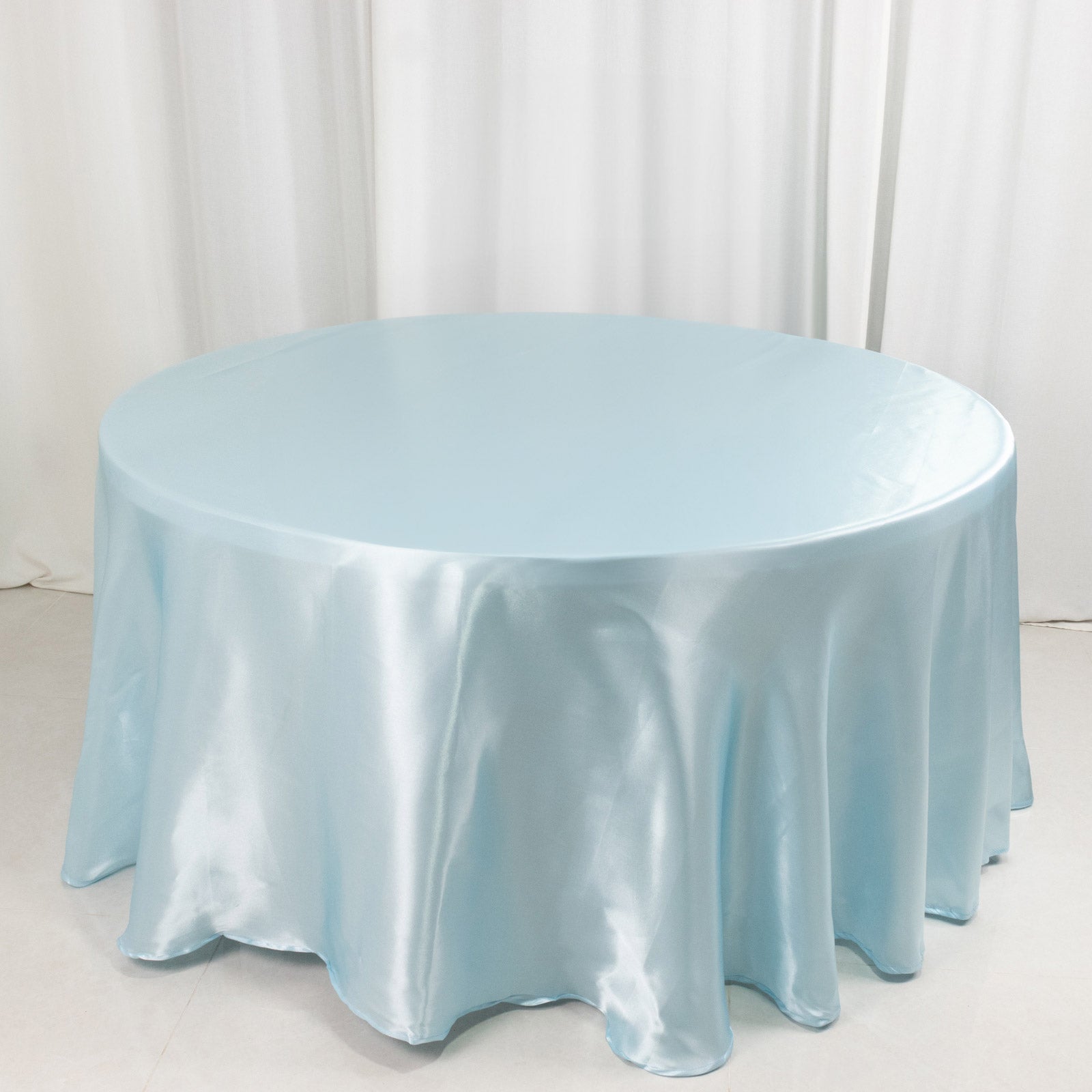 Satin 120" Round Tablecloth Light Blue - Stylish Seamless Table Cover - Bell Racket Store
