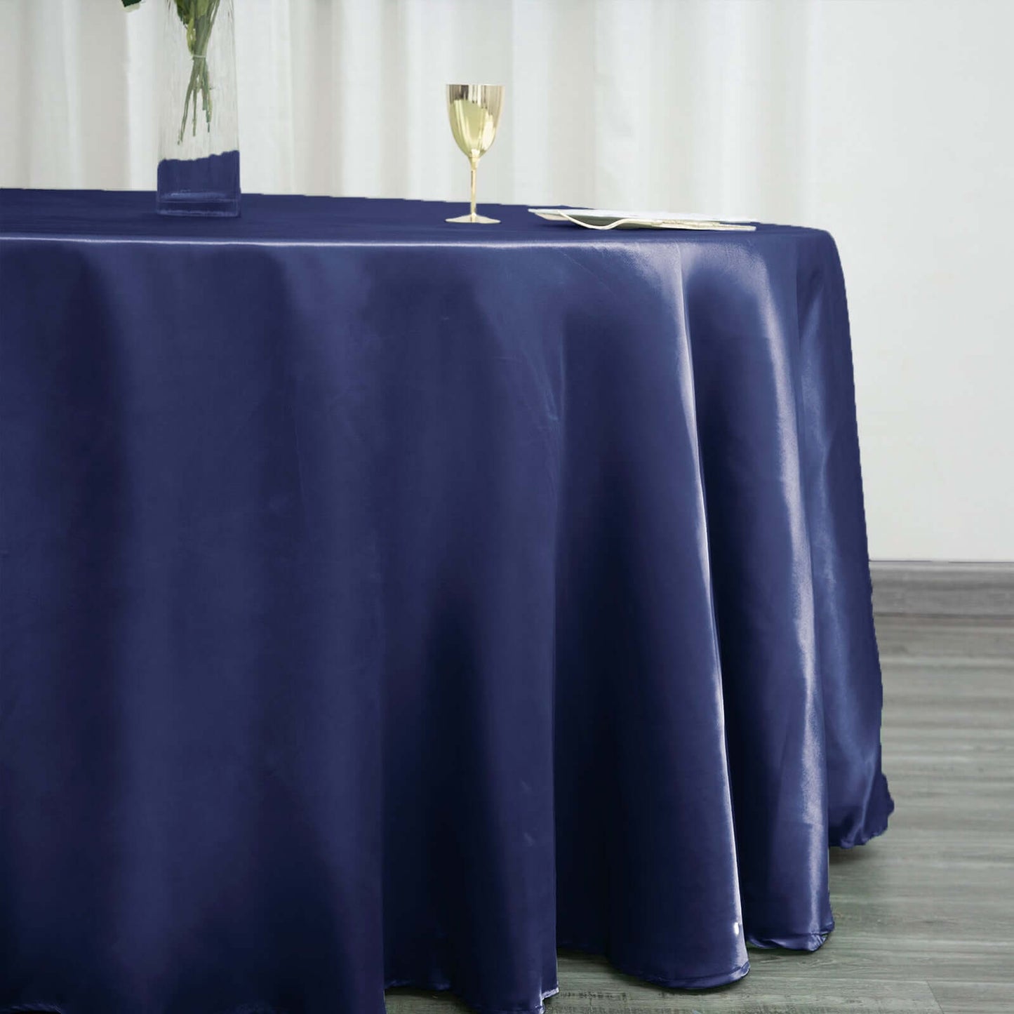 Satin 120" Round Tablecloth Navy Blue - Stylish Seamless Table Cover - NestOCart