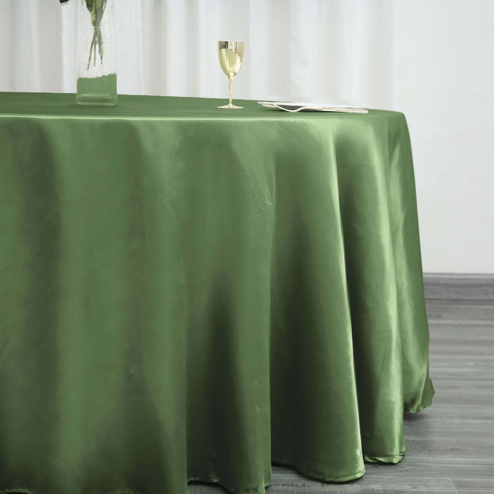 Satin 120" Round Tablecloth Olive Green - Stylish Seamless Table Cover - NestOCart