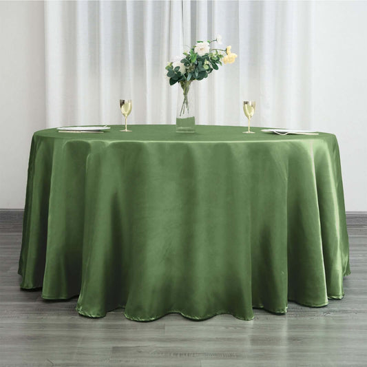 Satin 120" Round Tablecloth Olive Green - Stylish Seamless Table Cover - NestOCart