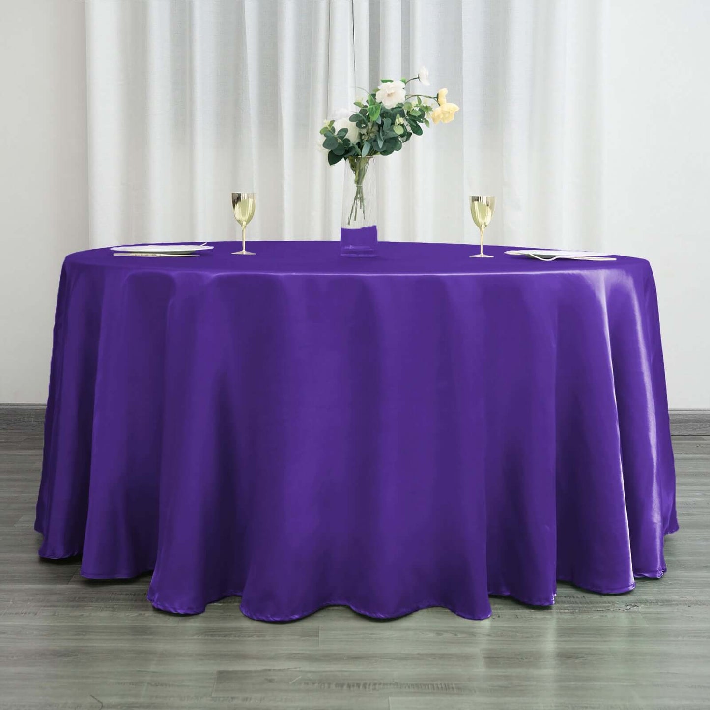 Satin 120" Round Tablecloth Purple - Stylish Seamless Table Cover - NestOCart