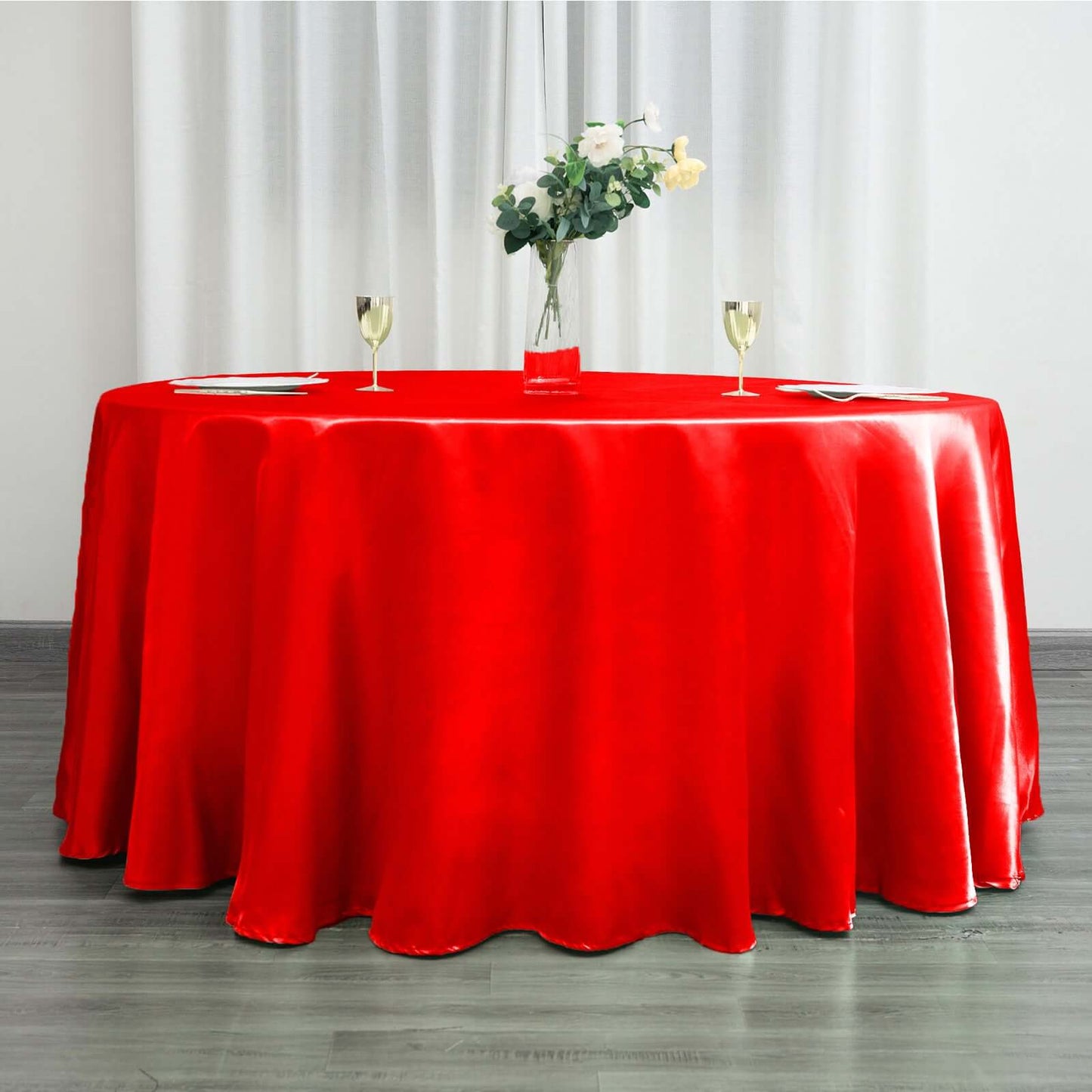 Satin 120" Round Tablecloth Red - Stylish Seamless Table Cover - NestOCart