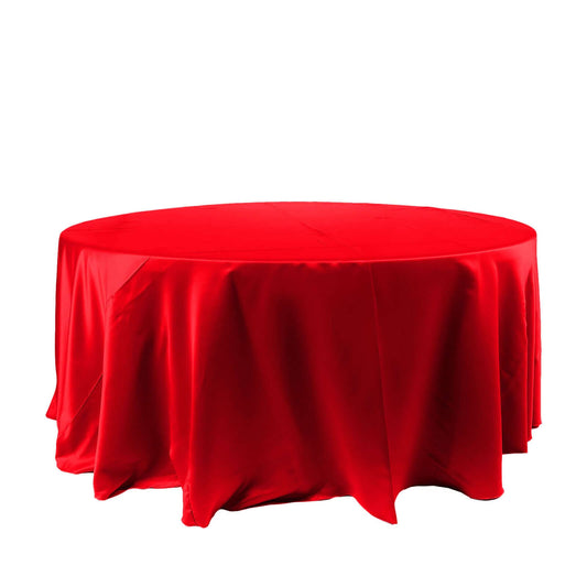 Satin 120" Round Tablecloth Red - Stylish Seamless Table Cover - NestOCart