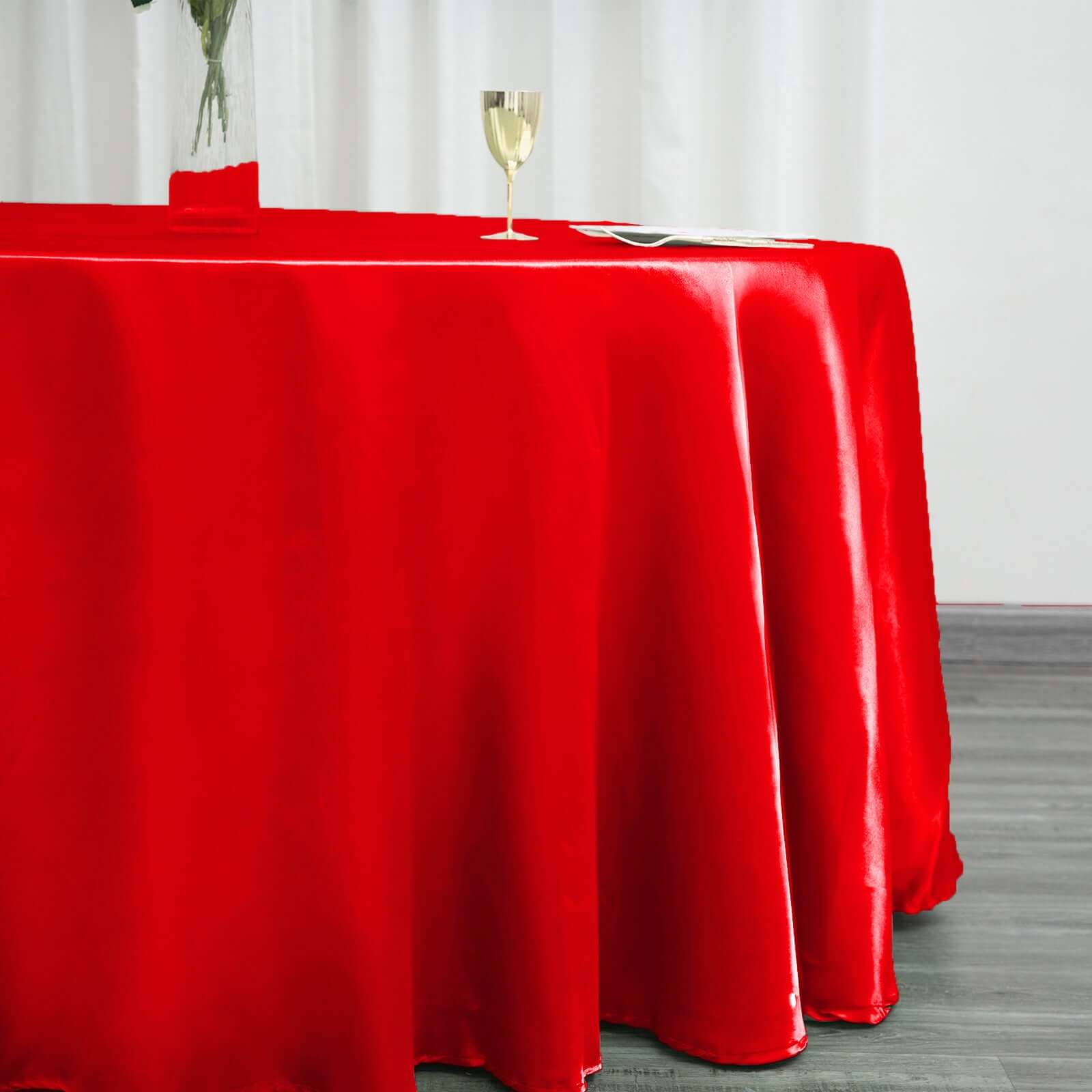 Satin 120" Round Tablecloth Red - Stylish Seamless Table Cover - NestOCart