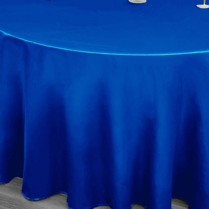 Satin 120" Round Tablecloth Royal Blue - Stylish Seamless Table Cover - NestOCart