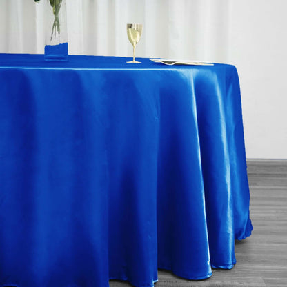 Satin 120" Round Tablecloth Royal Blue - Stylish Seamless Table Cover - NestOCart