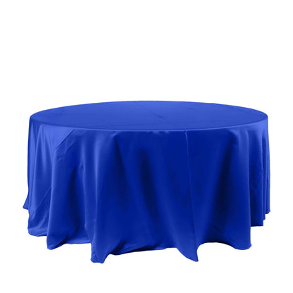 Satin 120" Round Tablecloth Royal Blue - Stylish Seamless Table Cover - NestOCart