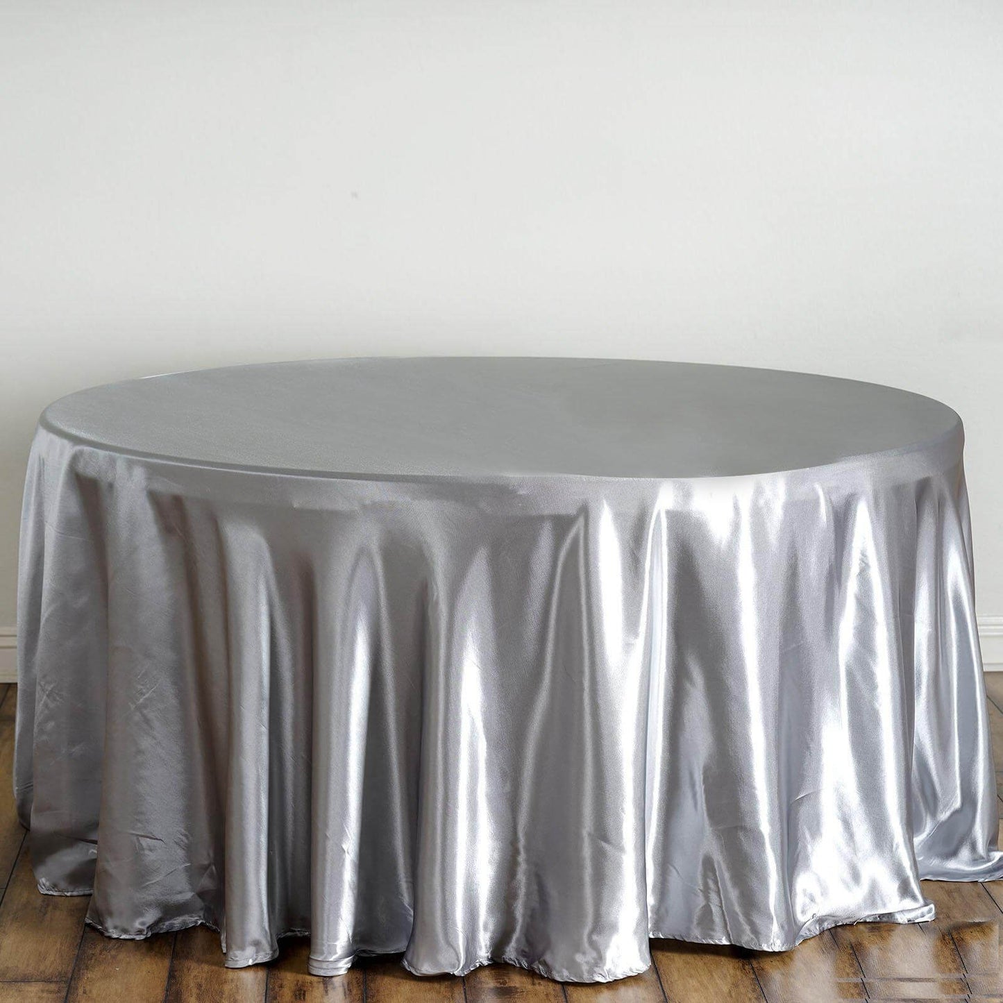 Satin 120" Round Tablecloth Silver - Stylish Seamless Table Cover - NestOCart