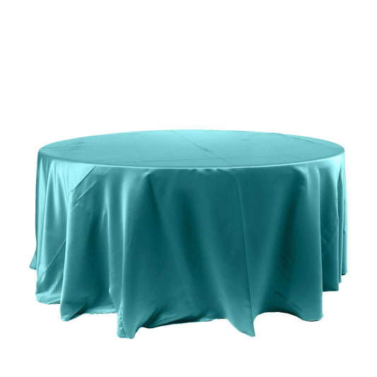 Satin 120" Round Tablecloth Turquoise - Stylish Seamless Table Cover - NestOCart