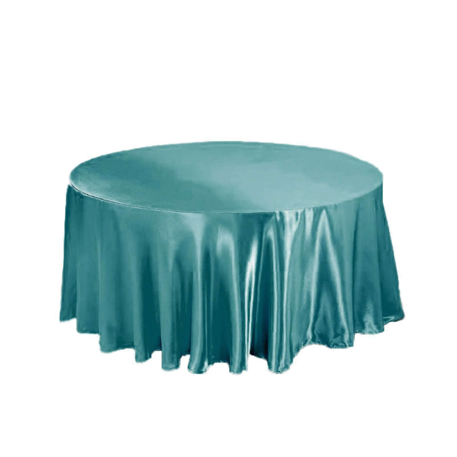 Satin 120" Round Tablecloth Turquoise - Stylish Seamless Table Cover - NestOCart