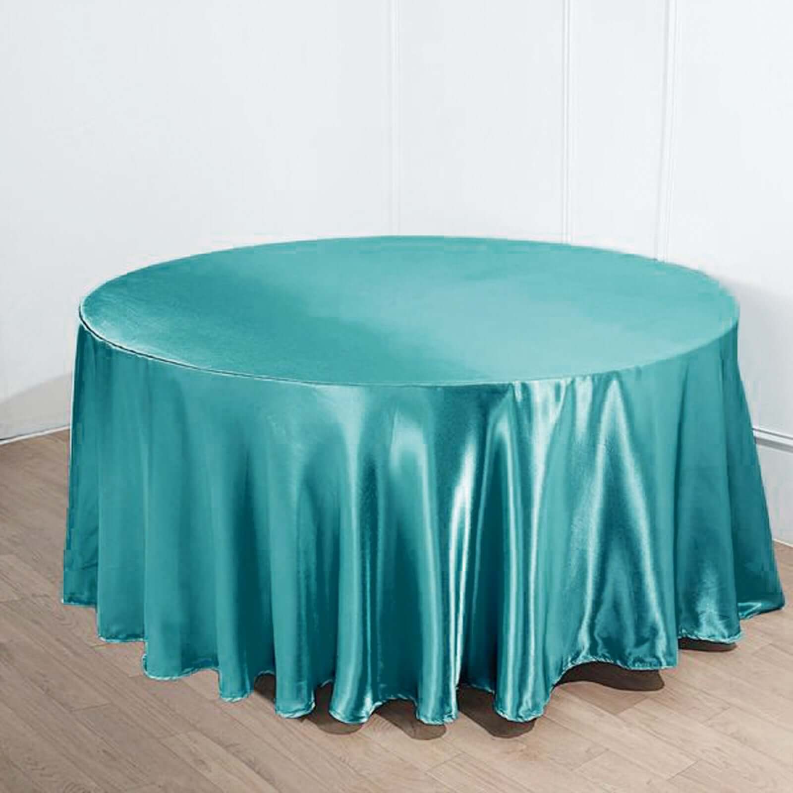 Satin 120" Round Tablecloth Turquoise - Stylish Seamless Table Cover - NestOCart