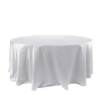 Satin 120" Round Tablecloth White - Stylish Seamless Table Cover for Weddings & Events