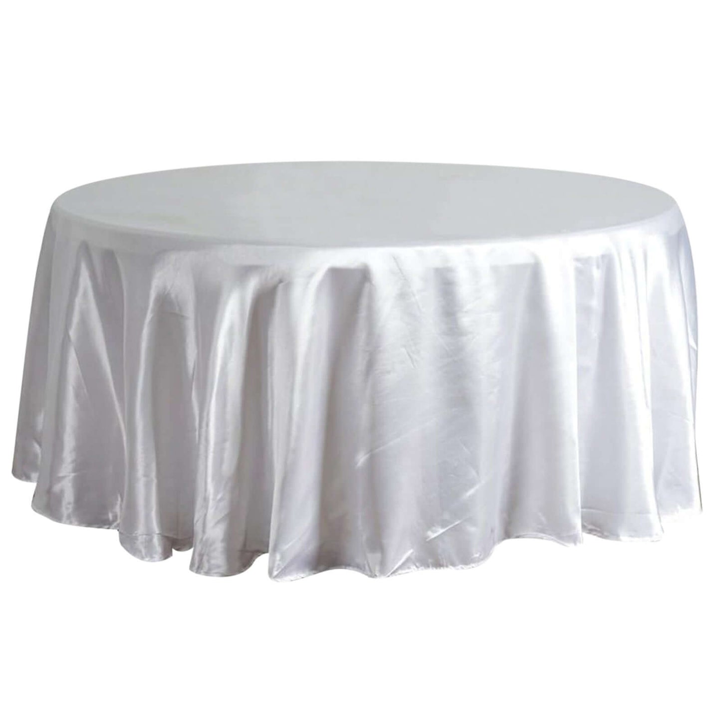 Satin 120" Round Tablecloth White - Stylish Seamless Table Cover for Weddings & Events - NestOCart